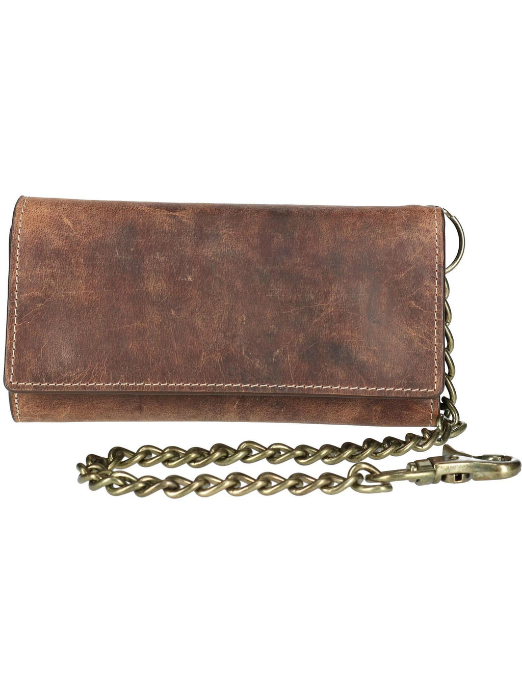 Crazy Horse Leather RFID Long Trifold Chain Wallet (Men)