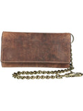 Crazy Horse Leather RFID Long Trifold Chain Wallet (Men)