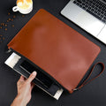 Leather Portfolio Folder Zippered Document Case, Professional Business Padfolio Organizer with Card Slot, Executive C...