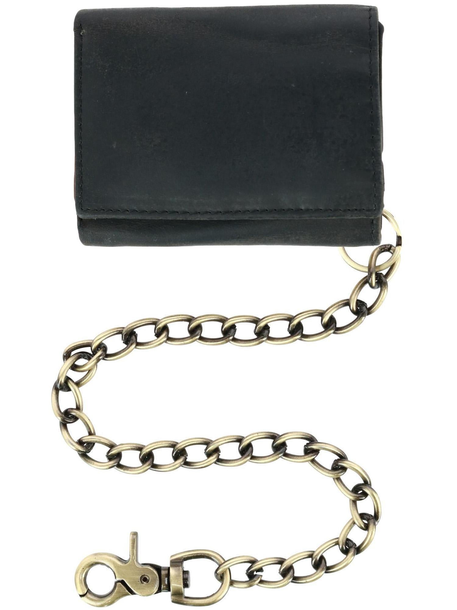 RFID Vintage Leather Trifold Chain Wallet (Men)