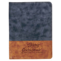 Premium Vegan Leather Zippered Portfolio Padfolio for Men & Women: Strong & Courageous Encouraging Scripture w/ Pen/H...