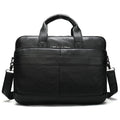 Classic men's genuine leather 15.6in briefcase, business laptop bag, can be worn over the shoulder or across the body...