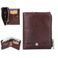 Men's RFID Blocking Billfold Wallet, Genuine Leather Vintage Wallet with Zipper Coin Pocket, Valentine Gift,Coffee