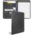 Contrast Stitch Faux-leather Padfolio  Business Portfolio For Men And Women Resume Document Organizer With 8.5 X 11 Inch Writing Pad Black