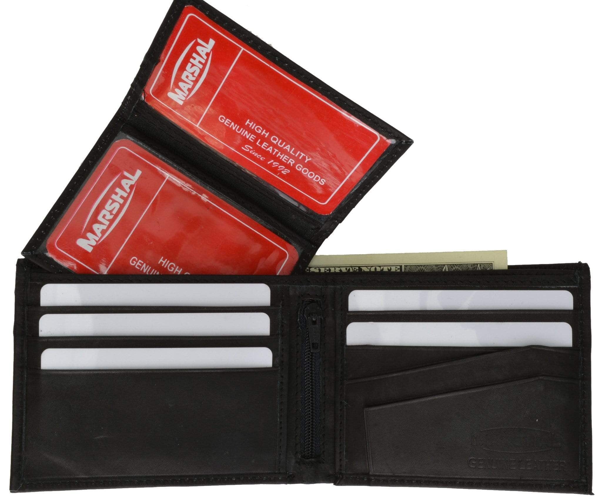 Cowhide Leather Removable Card ID Holder Mens Bifold Wallet 533 CF
