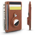 Credit Card Holder Fit for AirTag, Slim RFID Blocking Leather Wallet with 8 Slots and Tracker Slot for Men Women