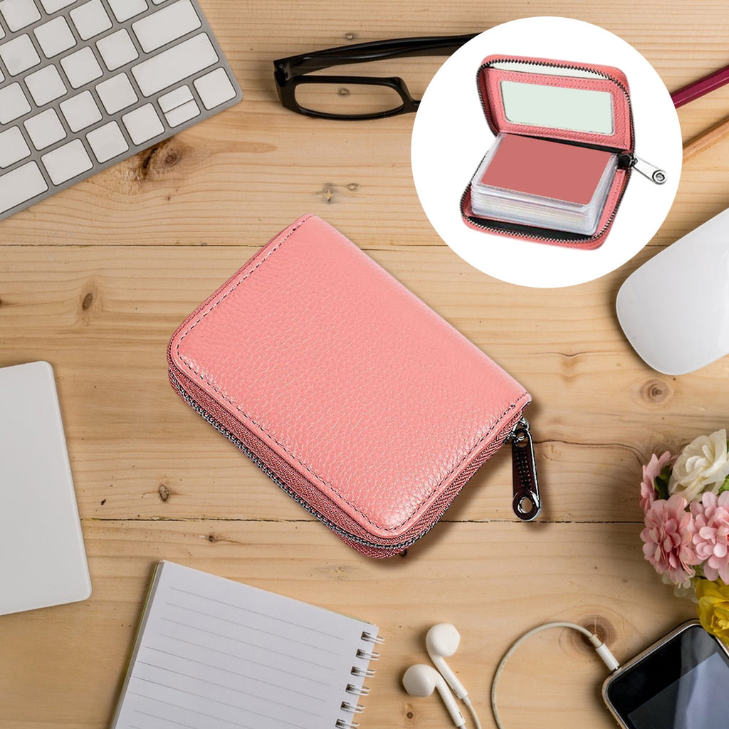 Credit Card Holder Wallet | Artificial Leather | RFID Blocking | Slim Small Zipper Purse for ID Bank Cards Coins | Mu...