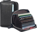 Credit Card Holder Wallet RFID Blocking Slim Genuine Leather Organizer Zipper Pocket Id Card Pouch Case Purse with 20 Card Slots for Women