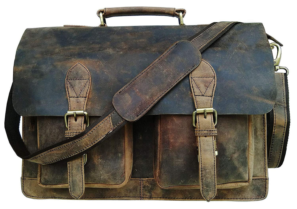 Cuero Retro Buffalo Hunter Leather Laptop Messenger Bag Office Briefcase Travel Bag (Rich Brown) 18 inch X 13 inch X ...