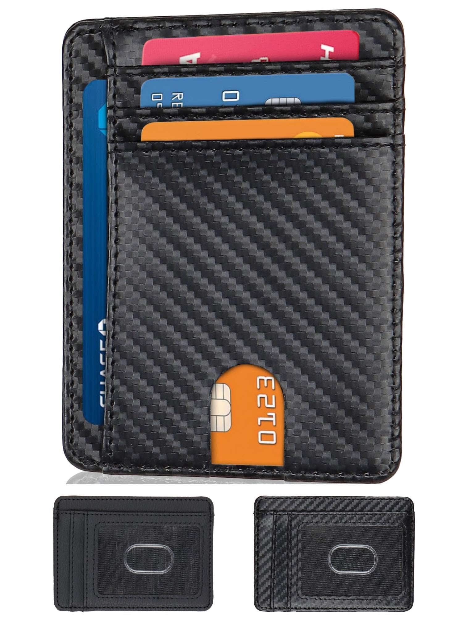 Slim Minimalist Front Pocket RFID Blocking Card Holder Leather Wallets for Men Women