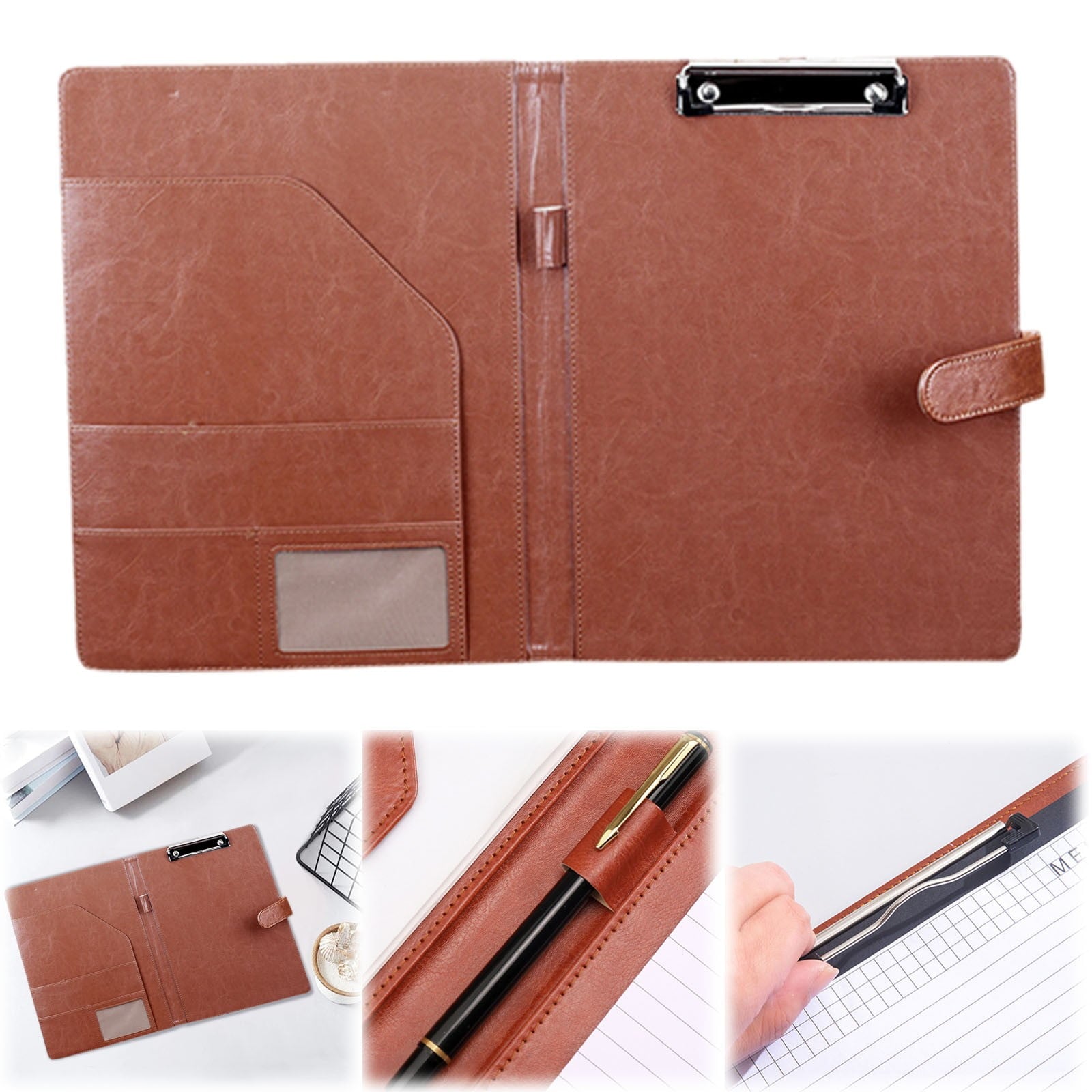 Professional Padfolio with Clipboard, A4 Size PU Leather Portfolio File Folder with Magnetic Closure Cover, Business ...