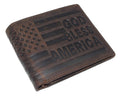 Distressed Vintage Leather Patriot American Flag Wallet -GOD BLESS AMERICA RFID Blocking Leather US Flag Men's Bifold...