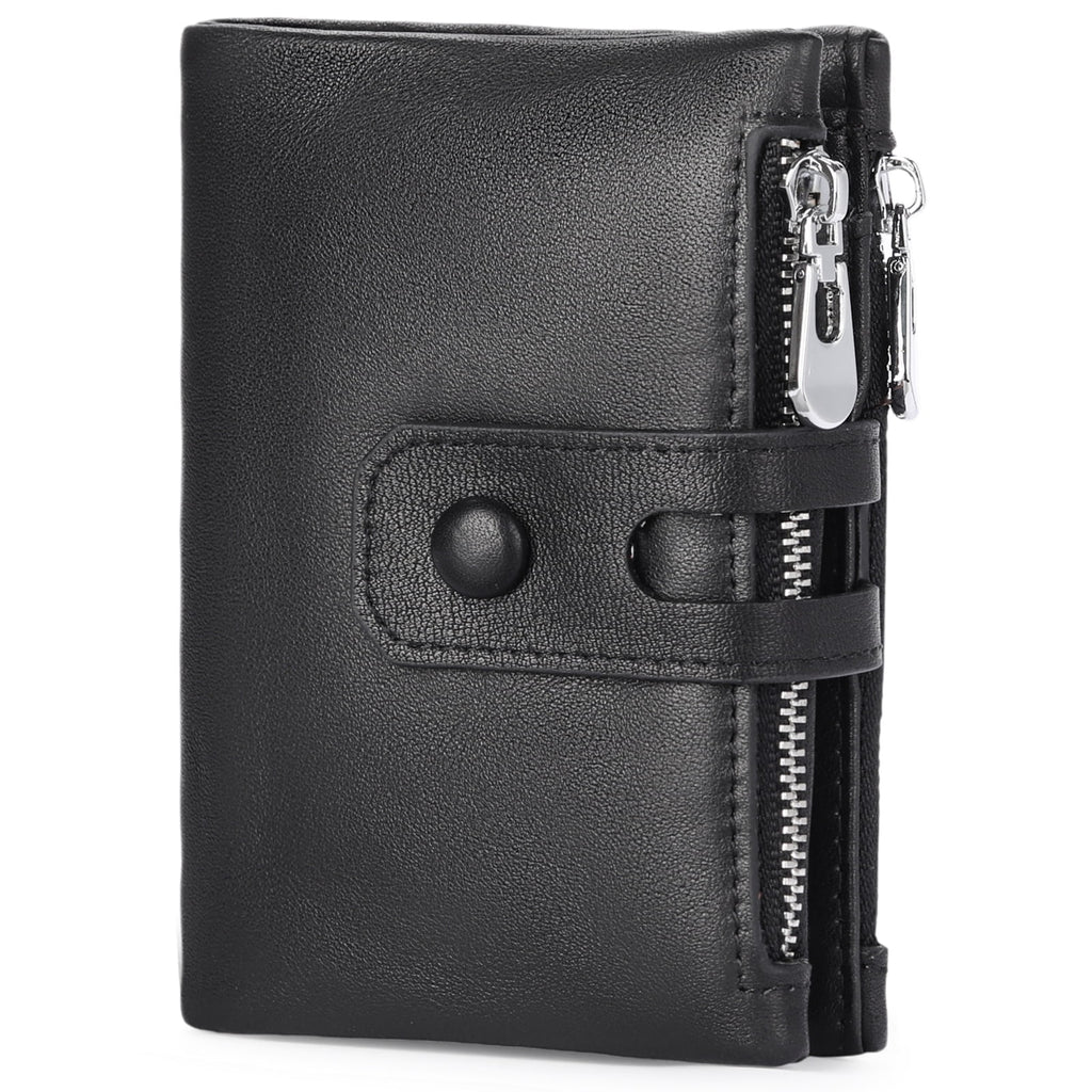Genuine Leather Wallet for Men Large Capacity Men Wallets RFID Blocking ID Window Card Case with Zip Coin Pocket