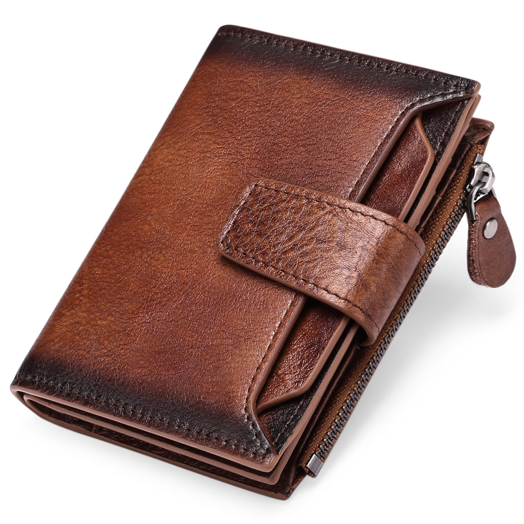 Minimalist Wallet for Men Leather RFID Blocking Coin Purse Bifold Card Holder