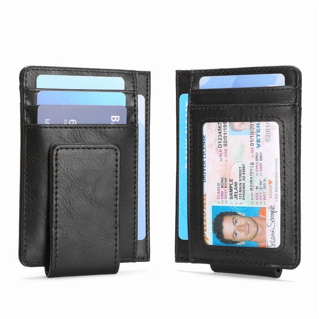 Magnetic Closure Slim Wallet for Men Leather RFID Blocking Minimalist Front Pocket Money Clip Wallet Credit Card Holder