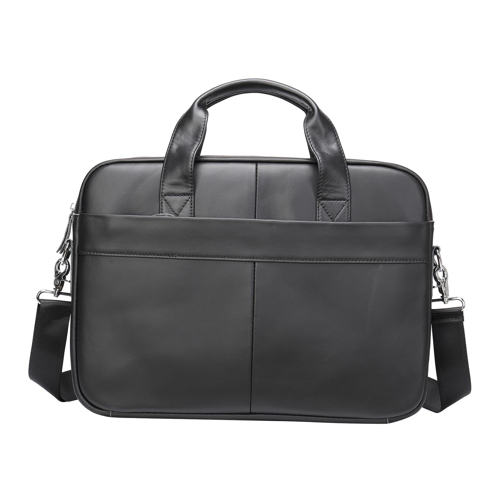 Briefcases for Men Expandable Pocket Messenger Leather Vintage Briefcase Mens Messenger Bag Leather Bag for Computer Travel Office Men Black