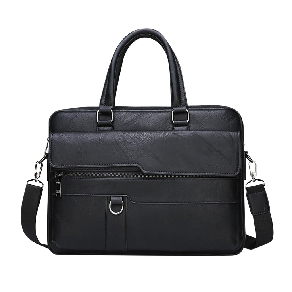 Mens Messenger Bag Vintage 15.6 Inch Leather Laptop Briefcase Large Satchel Shoulder Bag Black