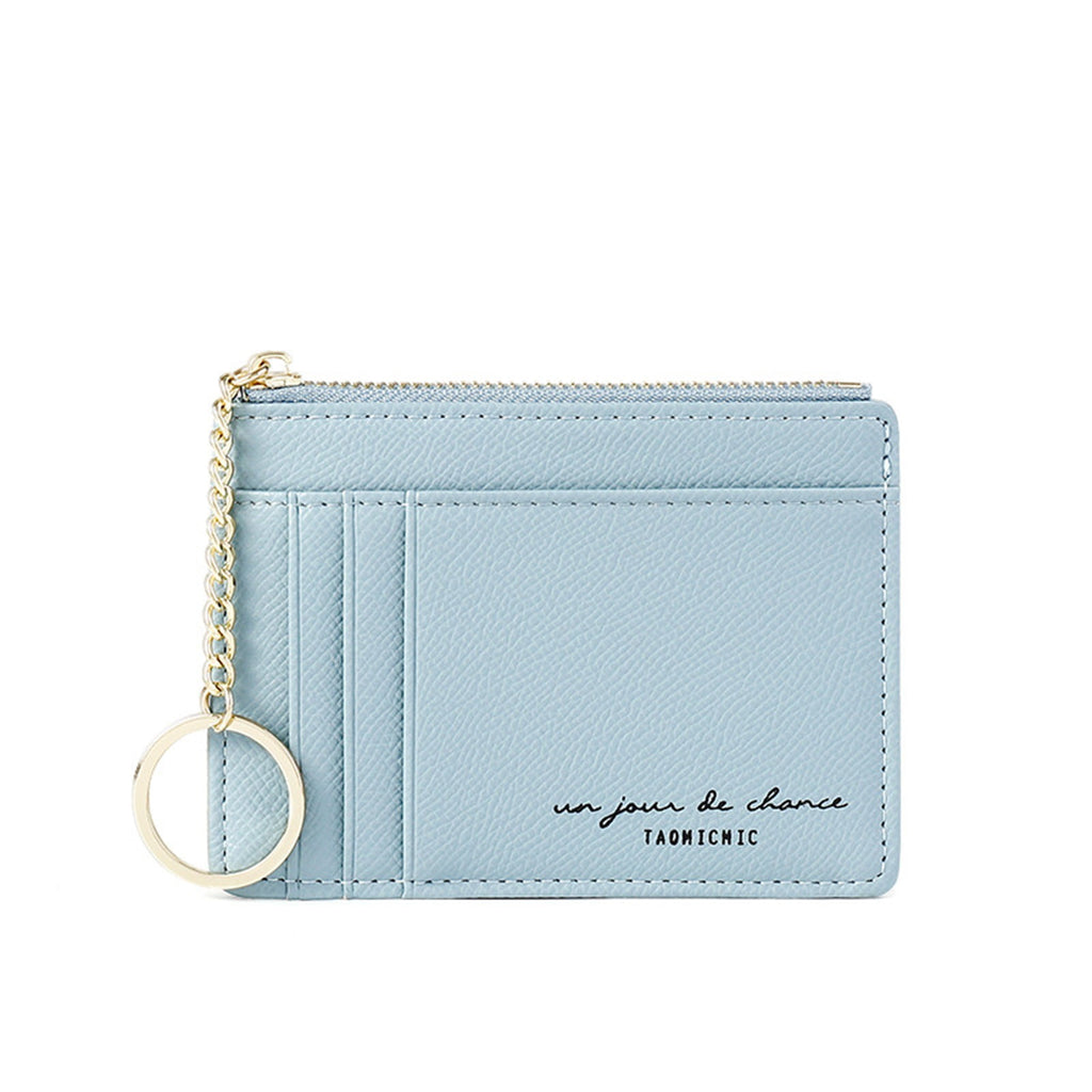 Slim Keychain Wallet Womens Leather Credit Card Holder Coin Change Purse Pouch with Zipper