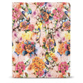 Flower Painting PU Leather Padfolio Ring Binder with Color File Folders, Organizer Portfolio File Folder with 3-Ring Binder and Clipboard