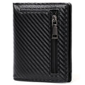 Mens Slim Bifold Wallet RFID Blocking, Front Pocket Leather Wallet with Zipper Coin Pocket, Minimalist Thin Credit Card Holder for Men