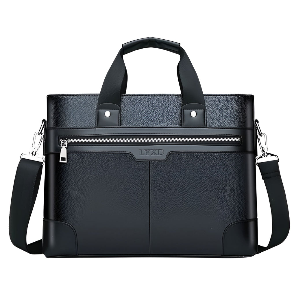 Leather Briefcase for Men 15.6 Inch Laptop Tote Work Bag Waterproof Messenger Shoulder Handbag Tote Bag for Men(Black)