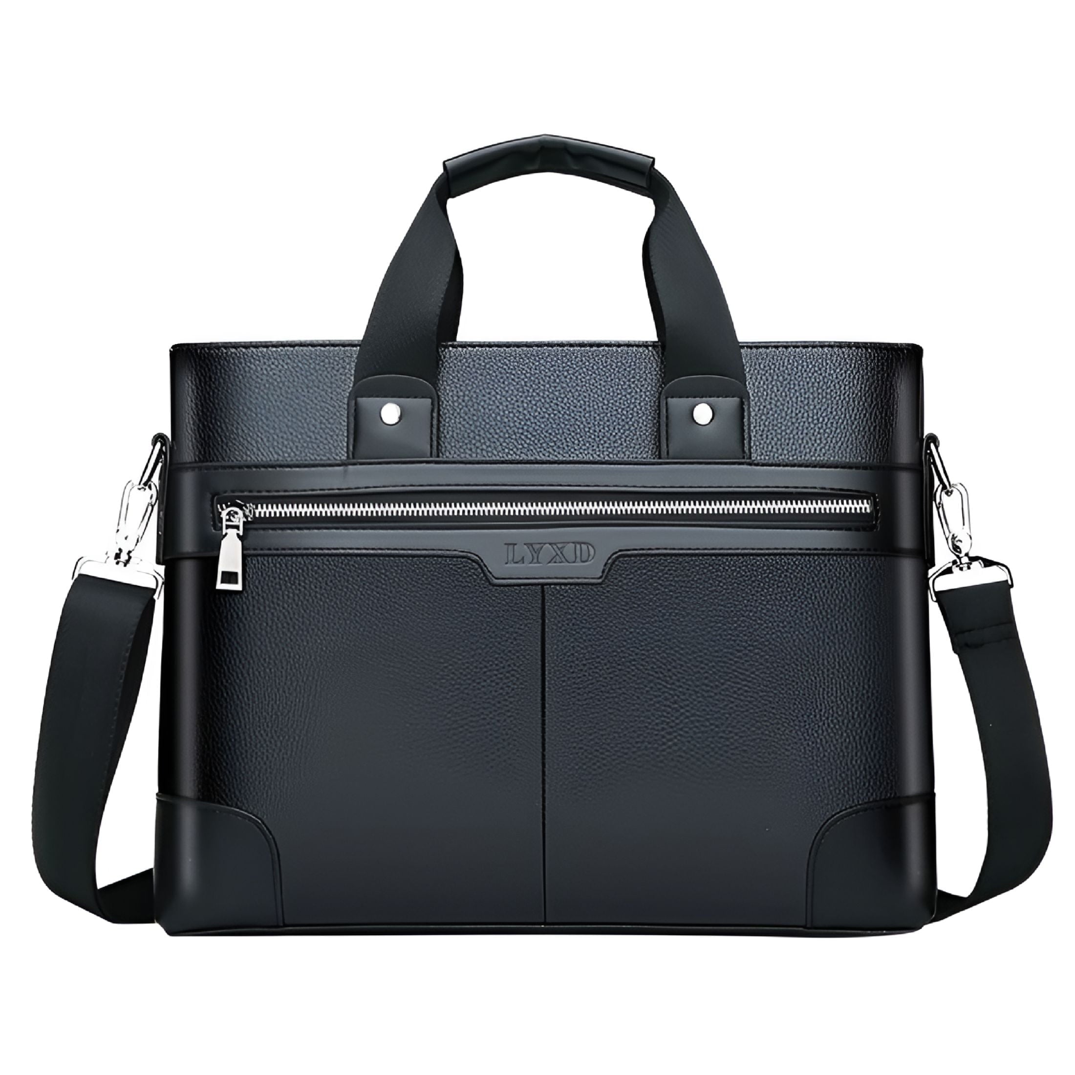 Leather Briefcase for Men 15.6 Inch Laptop Tote Work Bag Waterproof Messenger Shoulder Handbag Tote Bag for Men(Black)