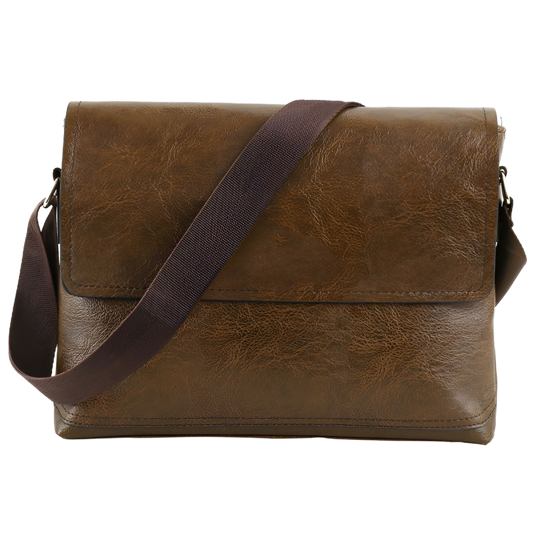 Men Handbag Pu Leather Messenger Shoulder Briefcase Vintage Unisex College School Satchel Travel Bag