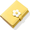 Small Flower Snap Wallet for Women Girls - RFID Blocking PU Leather Tri-folded Flowers Cash Purse with Card Holder Sl...