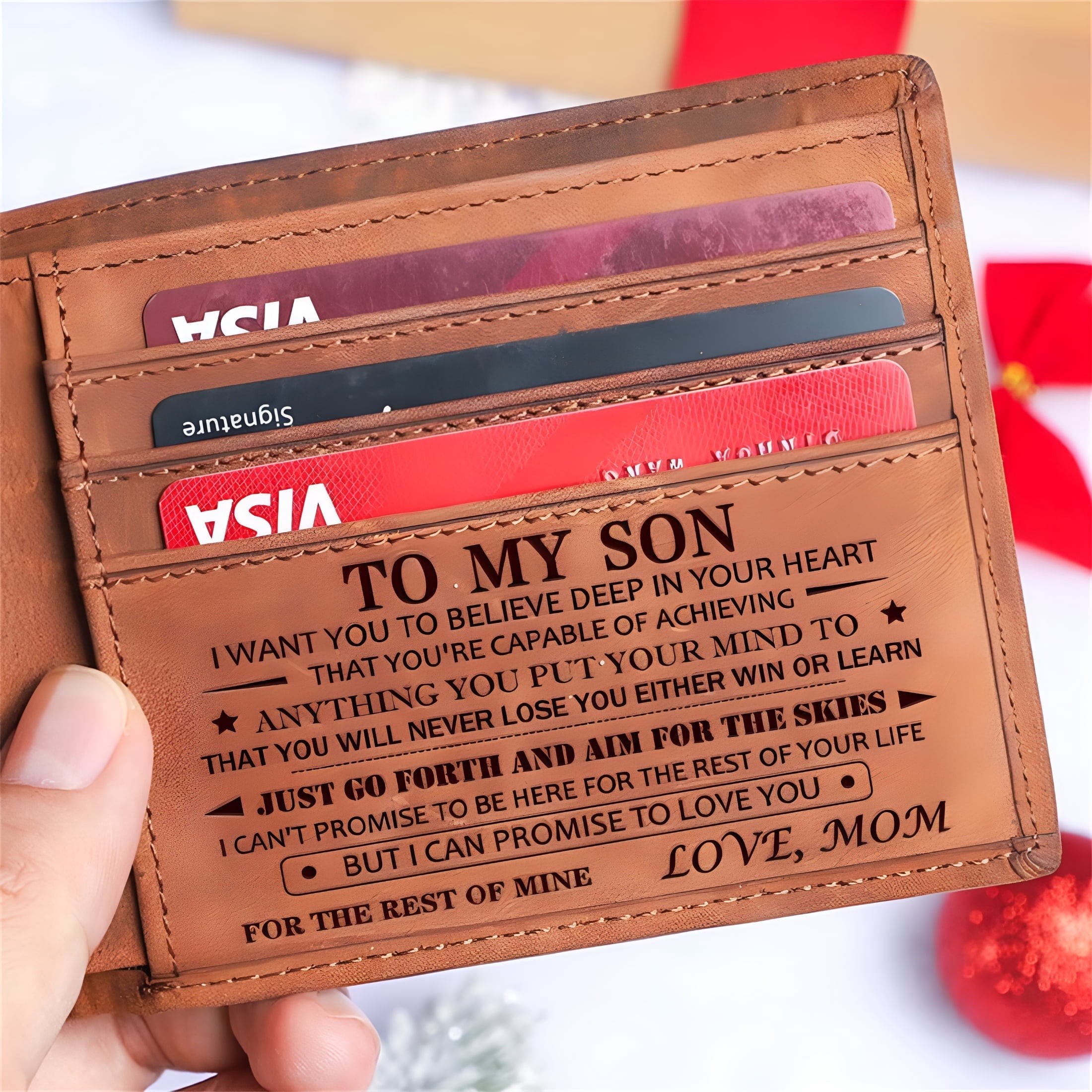 Wallet For Son Mom - Faux Leather Wallet For Men - Wallet For Men RFID Blocking Wallet For Men Son Gifts Mom To My So...