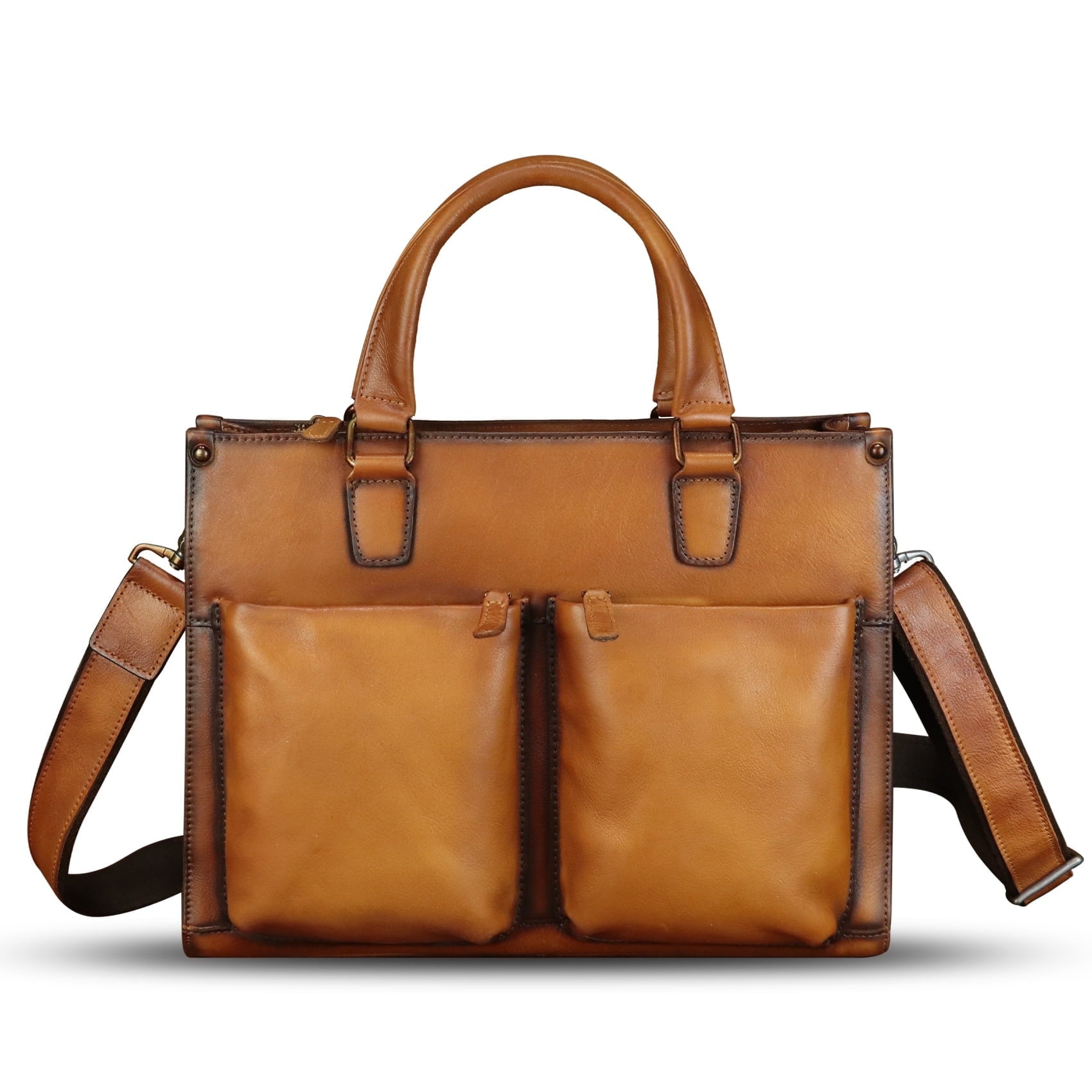 Genuine Leather Messenger Bag Briefcase for Men Vintage Real Leather Shoulder