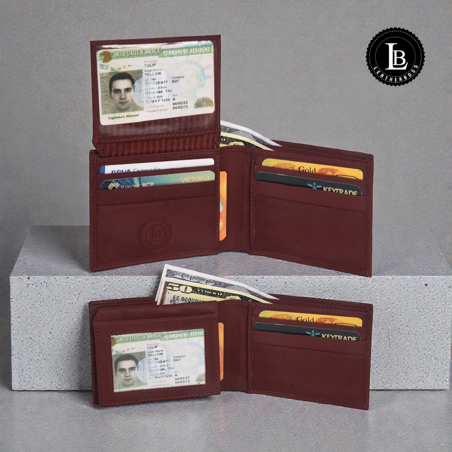Genuine Leather Minimalist Bifold Wallets For Men RFID Blocking Slim Mens Wallet