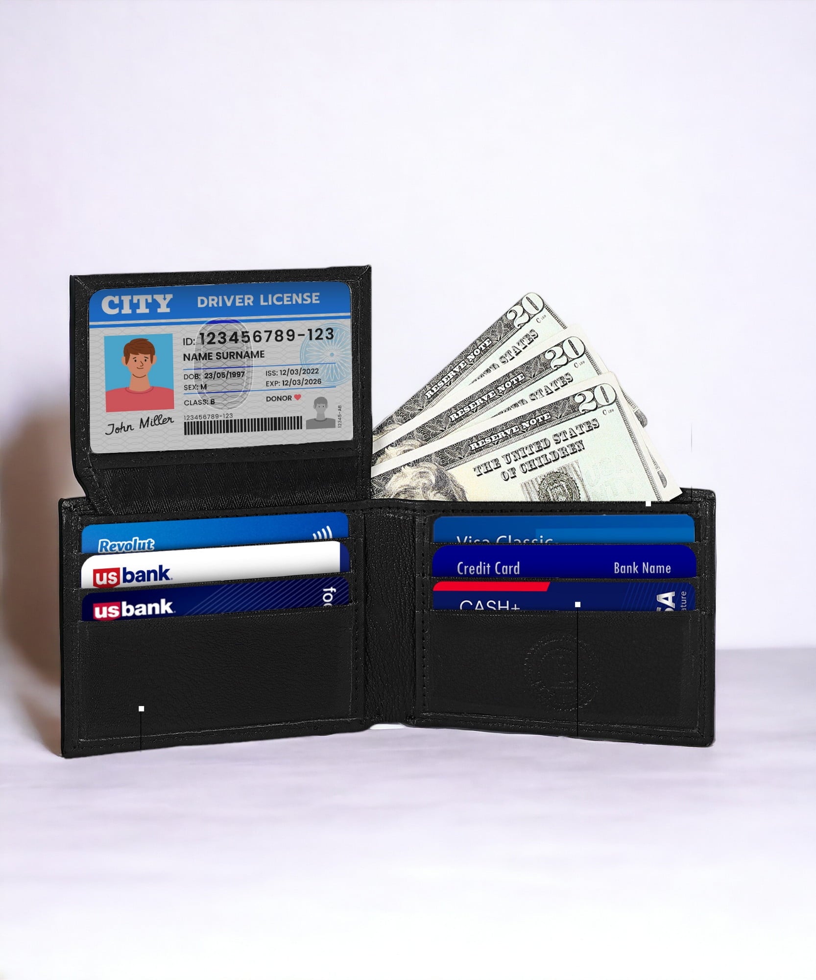 Genuine Leather Minimalist Bifold Wallets For Men RFID Blocking Slim Mens Wallet