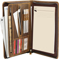 with Zipper for Men Women, Padfolio Business Resume A4/Pad, Folder Organizer, Brown