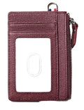 Genuine Leather Slim Minimalist Wallet with Zipper, Saffiano Leather Credit Card Holder Front Pokcet ID Badge Case Ho...