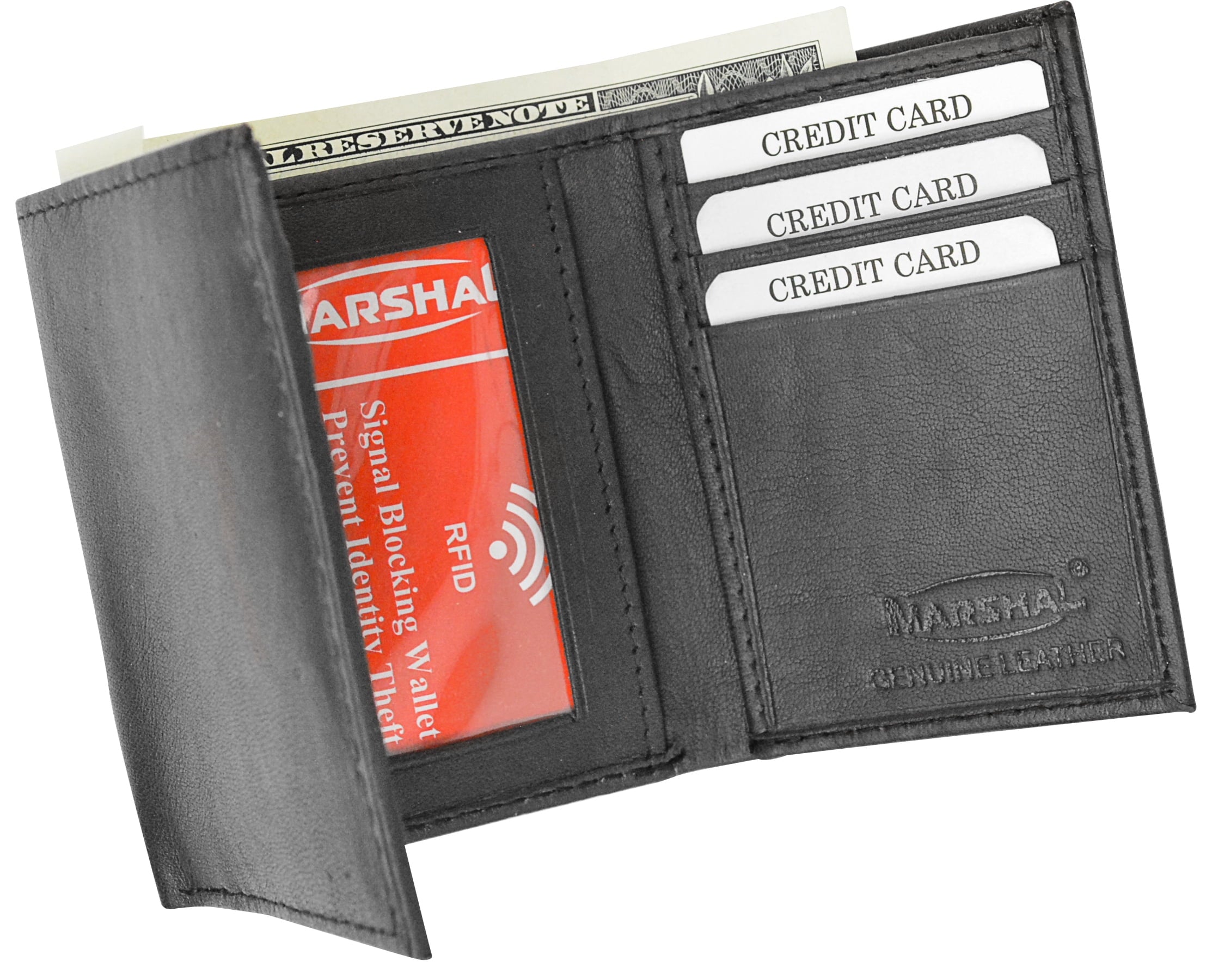 Genuine Leather Slim Trifold Wallets For Men - Mens Wallet RFID Blocking Holiday Gifts For Men