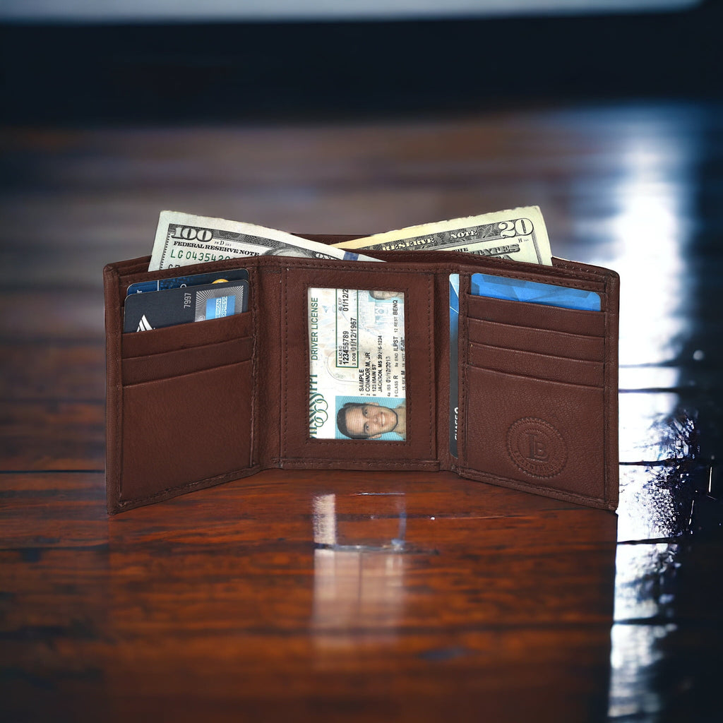 Genuine Leather Slim Trifold Wallets For Men - Mens Wallet RFID Blocking Holiday Gifts For Men