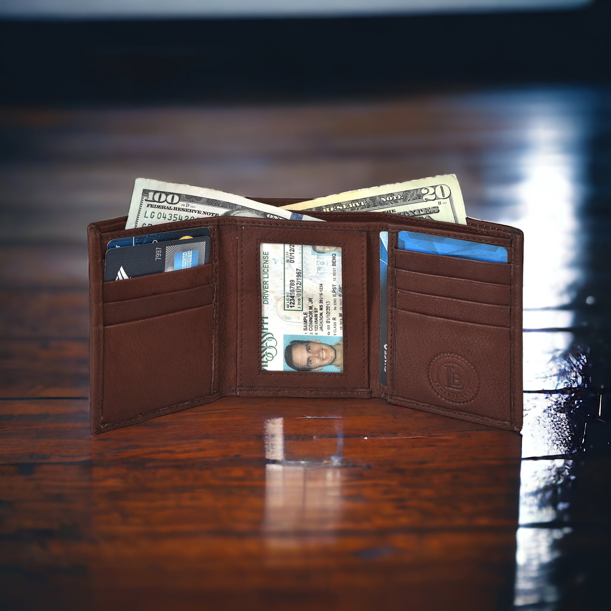 Genuine Leather Slim Trifold Wallets For Men - Mens Wallet RFID Blocking Holiday Gifts For Men