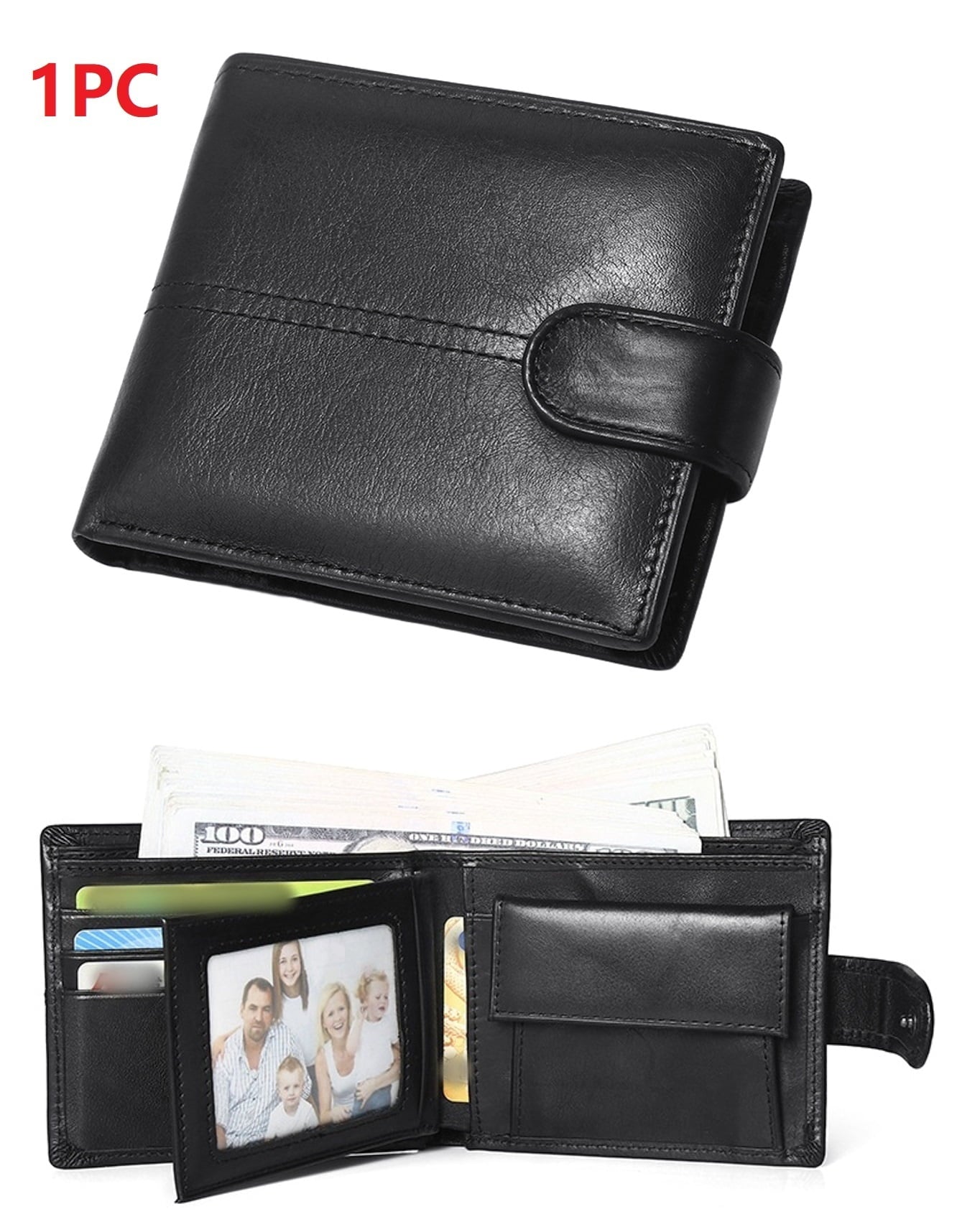 Genuine Leather Wallet for Men RFID Blocking Bifold Style Large Capacity with Card Slots Gift Box Father’s Day Gift f...
