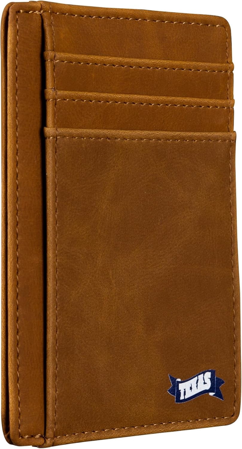Gift for Texans and their lovers (Texas Lucky Charm on Cardholder Slim Front Pocket Wallet, PU Leather, Khaki, Card H...