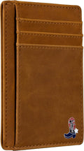 Gift for Texans and their lovers (Texas Western Boot on Cardholder) Slim Front Pocket Wallet, PU Leather, Khaki, Card...