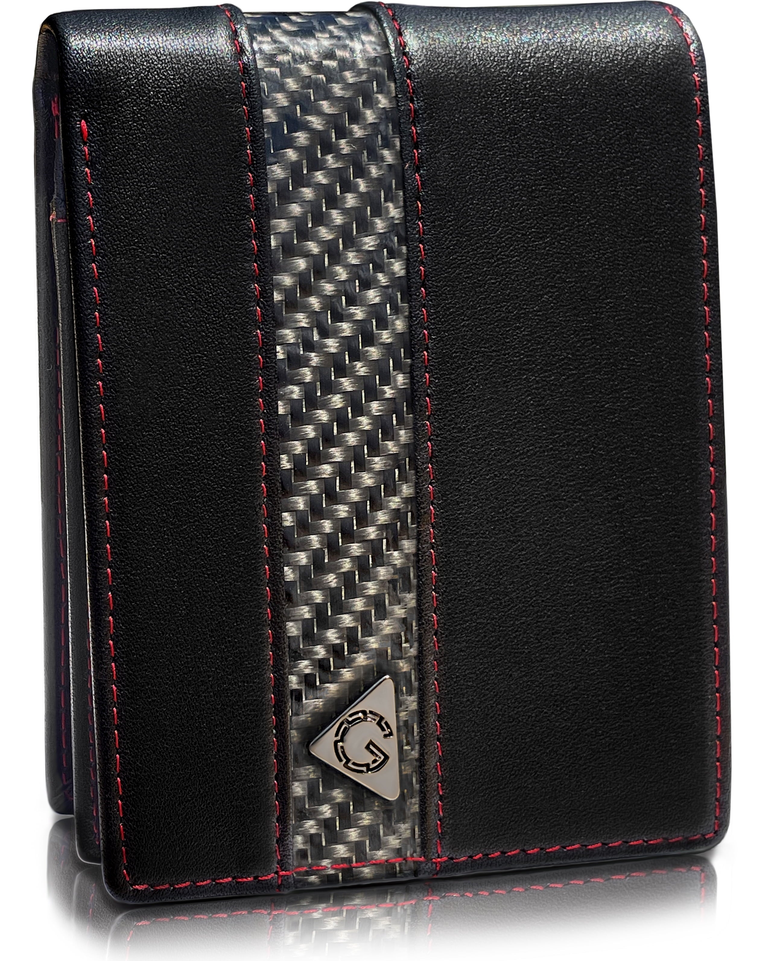 Black 100% Genuine Full Grain Leather Passcase Wallets for Men, RFID Blocking Bifold Mens Wallet with 2 ID Windows Fl...