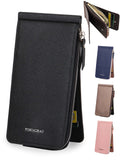 PU Leather Slim Wallets for Wome Men Credit Card Holder Bifold Wallet Long Clutch Purse Handbag with Cell Phone Cash ...