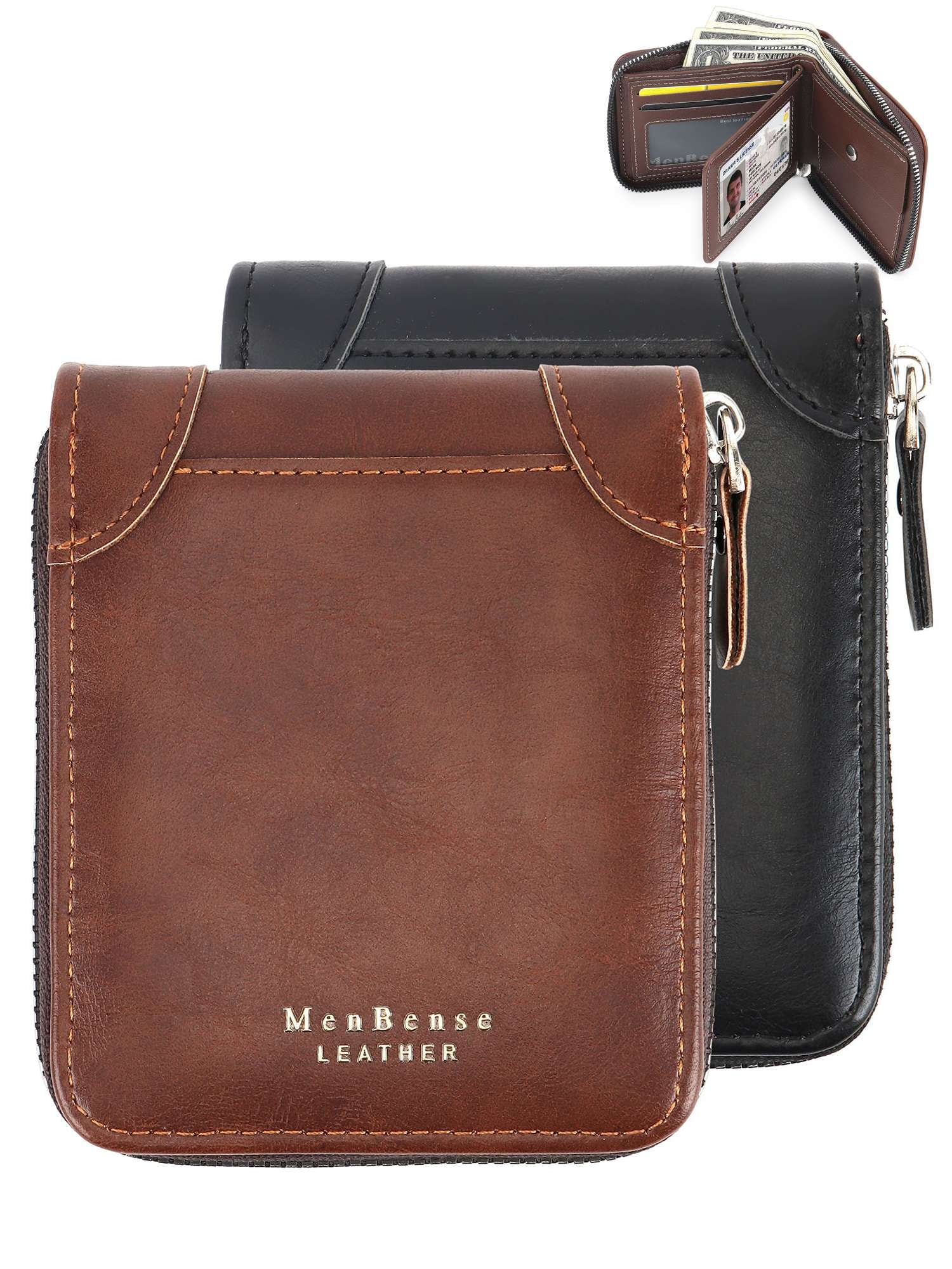 RFID Blocking Men's Leather Bifold Wallet, Brown