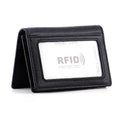 Men's Bifold Front Pocket Wallet Genuine Leather RFID Blocking Card Billfold 5 Slots with Cash Clip, Black