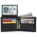 Slim Billfold Wallet for Men RFID Blocking Genuine Leather Scan Proof 10 Card Slots with ID Window Flap, Black