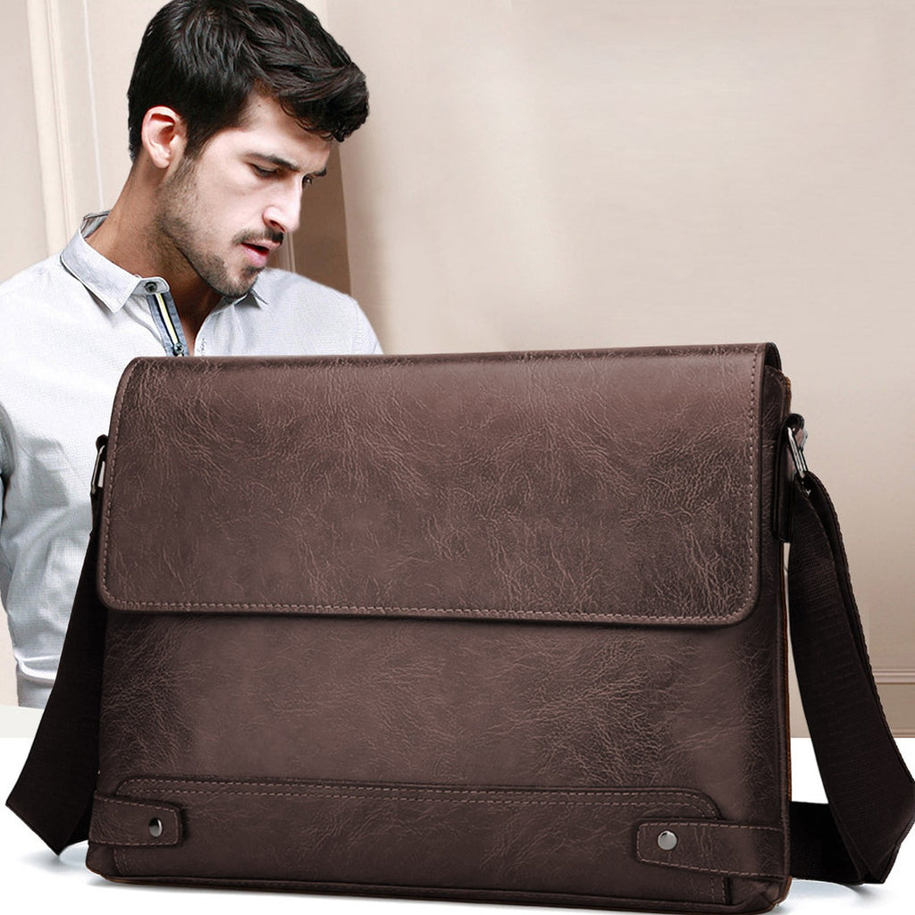 Artificial Leather Laptop 12.99 Inch Vintage Briefcase for Men Waterproof Satchel Shoulder for Work Office Business C...