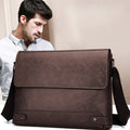 Artificial Leather Laptop 12.99 Inch Vintage Briefcase for Men Waterproof Satchel Shoulder for Work Office Business C...