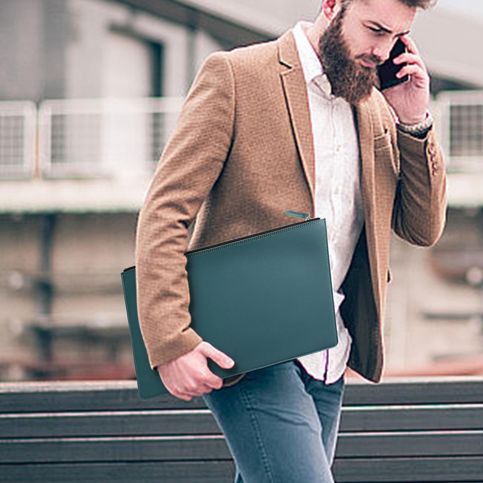 Leather Document Bag - Water-resistant Official Briefcase for Men and Women, Ideal for Business and Travel
