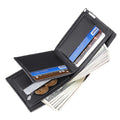 Mens Wallet Genuine Leather Slim Bifold Wallets For Men Simple RFID Front Pocket One Zippered Coin Pocket with 1 ID WindowBlack