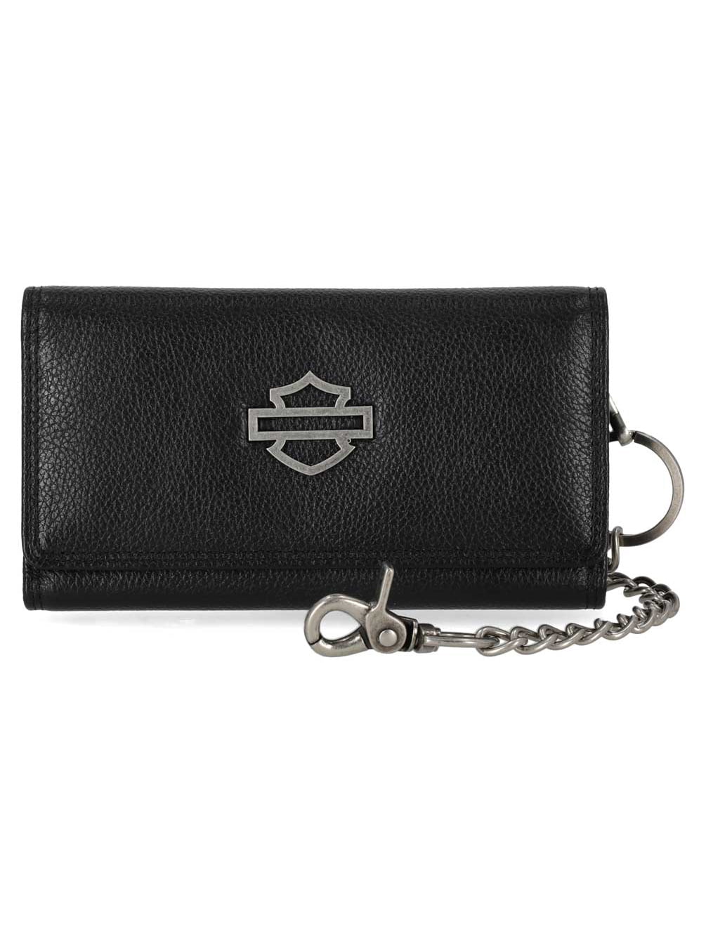 Men's Open B&S Trucker Biker Chain Leather Wallet, Black, Harley Davidson